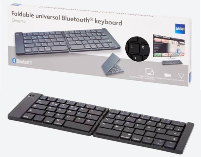 ZD Trading Mini-Tastatur faltbar Qwertz Faltbare drahtlose Tastatur Ultra-Slim-Bluetooth-Tastatur von ZD Trading