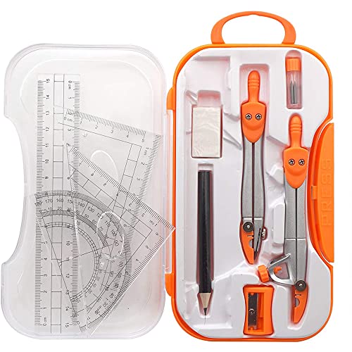 ZDDQ Zirkel-Set Geometrieset, Mathematik Zirkel Set, Geometrie Zirkel, Mathe Mit Bleistift, Lineal Und Aufbewahrungsetui von ZDDQ