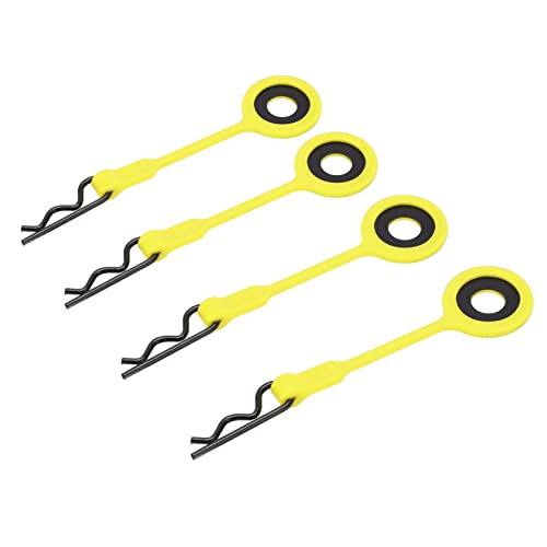 4pcs RC -Körperklammern Stifte RC -Autosschale Fixe Clips Retainer Silikon Metall Universal für 1/10 Modellauto Orange (YELLOW) von ZDETGU