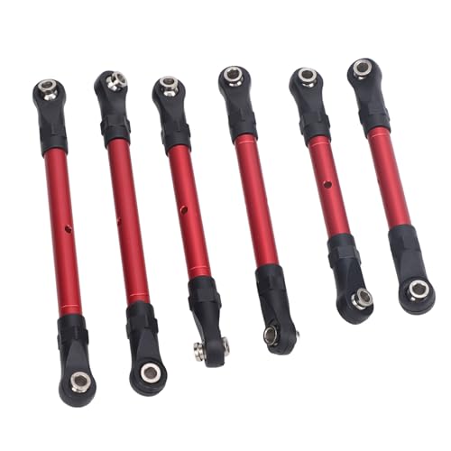 6pcs RC -Autolenkstange Aluminium Legierung Ersatzteil Kurzer RC -Stangen für Schrägstrichen Fernbedienung Kontrolliertes Auto Schwarz (Rot) von ZDETGU
