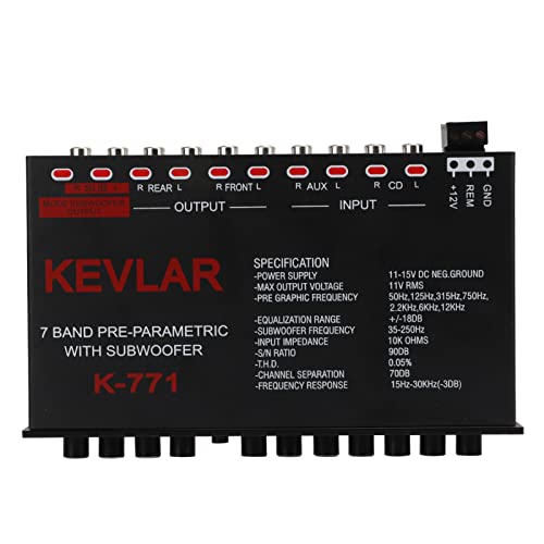 Chassis Graphic Equalizer, 7 Band Car Audio Grafic Equalizer mit Variabler Verstärkungseinstellung und Eingangs -EQ, Vorder-, Rück- und Subwoofer -Ausgang für Stereo -Systeme, von ZDETGU