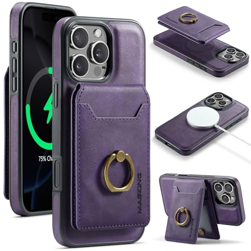 Handyhülle Abnehmbare Hülle Kompatibel mit iPhone 16 Pro Max Brieftaschenhülle mit Kartenhalter, 2-in-1-Ledertasche, schlanke Hülle mit RFID-blockierendem Magnetständer, abnehmbare, stoßfeste Telefona von ZDJKAFREH
