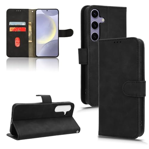 Handyhülle Brieftaschen-Hülle kompatibel mit Samsung Galaxy S25 Hülle mit Kartenhalter, Klapphülle PU-Leder Handy-Brieftaschen-Hülle mit Handschlaufe Stoßfeste Schutzhülle Schutzhülle(Black) von ZDJKAFREH