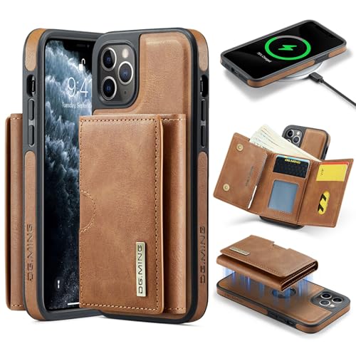 Handyhülle Brieftaschenhülle kompatibel mit iPhone 11 Pro Hülle Brieftasche Compatible with Männer Frauen, kabelloses Aufladen, abnehmbare magnetische Brieftaschen-Telefonhülle mit Kartensteckplatzhal von ZDJKAFREH