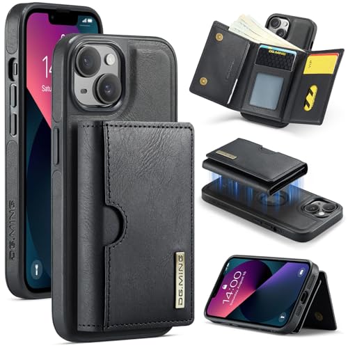 Handyhülle Brieftaschenhülle kompatibel mit iPhone 13 Hülle Brieftasche Compatible with Männer Frauen, kabelloses Aufladen, abnehmbare magnetische Brieftaschen-Telefonhülle mit Kartensteckplatzhalter, von ZDJKAFREH