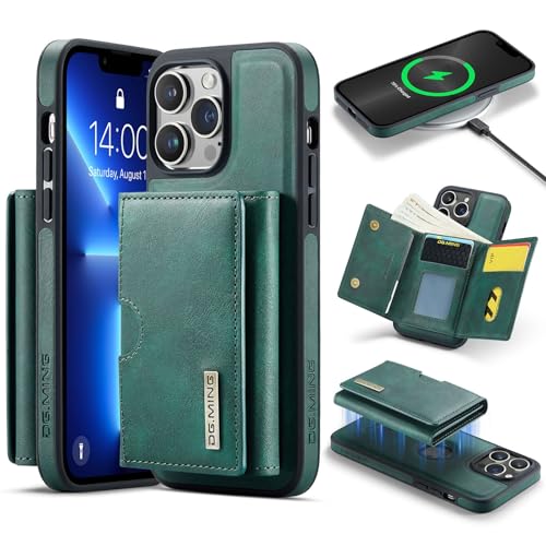 Handyhülle Brieftaschenhülle kompatibel mit iPhone 13 Pro Hülle Brieftasche Compatible with Männer Frauen, kabelloses Aufladen, abnehmbare magnetische Brieftaschen-Telefonhülle mit Kartensteckplatzhal von ZDJKAFREH