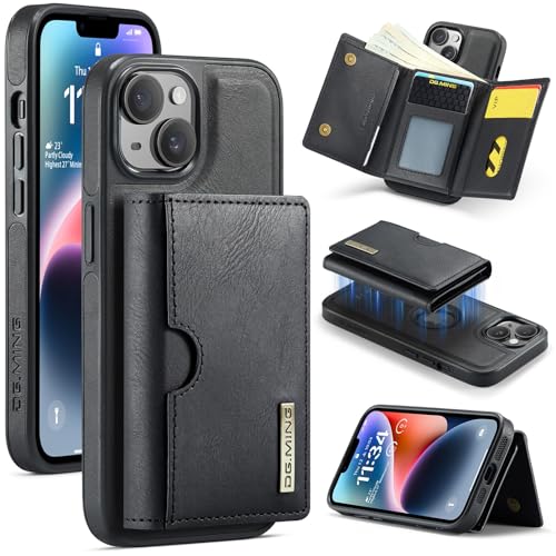 Handyhülle Brieftaschenhülle kompatibel mit iPhone 14 Hülle Brieftasche Compatible with Männer Frauen, kabelloses Aufladen, abnehmbare magnetische Brieftaschen-Telefonhülle mit Kartensteckplatzhalter, von ZDJKAFREH