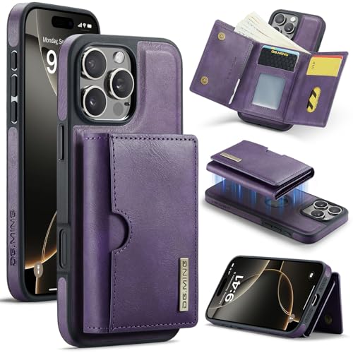 Handyhülle Brieftaschenhülle kompatibel mit iPhone 16 Pro Hülle Brieftasche Compatible with Männer Frauen, kabelloses Aufladen, abnehmbare magnetische Brieftaschen-Telefonhülle mit Kartensteckplatzhal von ZDJKAFREH