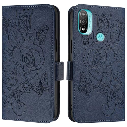 Handyhülle Kompatibel mit Motorola Moto E20/E30/E40 Hülle, Brieftaschen-Hülle, schlankes PU-Leder-Handy-Flip-Folio-Gehäuse, stoßfeste Schutzhülle mit Kartenhaltern + Handschlaufe Schutzhülle(Blue) Handyhülle Kompatibel mit Motorola Moto E20/E30/E40 Hülle, Brieftaschen-Hülle, schlankes PU-Leder-Handy-Flip-Folio-Gehäuse, stoßfeste Schutzhülle mit Kartenhaltern + Handschlaufe Schutzhülle(Blue) von ZDJKAFREH