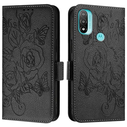 Handyhülle Kompatibel mit Motorola Moto E20/E30/E40 Hülle, Brieftaschen-Hülle, schlankes PU-Leder-Handy-Flip-Folio-Gehäuse, stoßfeste Schutzhülle mit Kartenhaltern + Handschlaufe Schutzhülle(Black) Handyhülle Kompatibel mit Motorola Moto E20/E30/E40 Hülle, Brieftaschen-Hülle, schlankes PU-Leder-Handy-Flip-Folio-Gehäuse, stoßfeste Schutzhülle mit Kartenhaltern + Handschlaufe Schutzhülle(Black) von ZDJKAFREH
