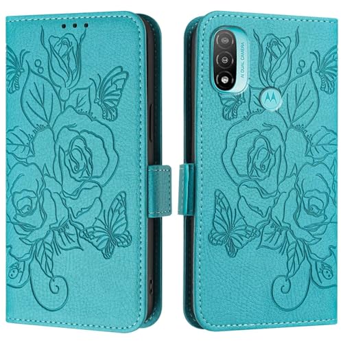 Handyhülle Kompatibel mit Motorola Moto E20/E30/E40 Hülle, Brieftaschen-Hülle, schlankes PU-Leder-Handy-Flip-Folio-Gehäuse, stoßfeste Schutzhülle mit Kartenhaltern + Handschlaufe Schutzhülle(Light blu Handyhülle Kompatibel mit Motorola Moto E20/E30/E40 Hülle, Brieftaschen-Hülle, schlankes PU-Leder-Handy-Flip-Folio-Gehäuse, stoßfeste Schutzhülle mit Kartenhaltern + Handschlaufe Schutzhülle(Light blu von ZDJKAFREH