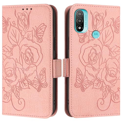 Handyhülle Kompatibel mit Motorola Moto E20/E30/E40 Hülle, Brieftaschen-Hülle, schlankes PU-Leder-Handy-Flip-Folio-Gehäuse, stoßfeste Schutzhülle mit Kartenhaltern + Handschlaufe Schutzhülle(Pink) Handyhülle Kompatibel mit Motorola Moto E20/E30/E40 Hülle, Brieftaschen-Hülle, schlankes PU-Leder-Handy-Flip-Folio-Gehäuse, stoßfeste Schutzhülle mit Kartenhaltern + Handschlaufe Schutzhülle(Pink) von ZDJKAFREH