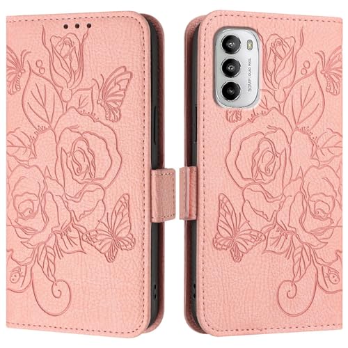 Handyhülle Kompatibel mit Motorola Moto G 5G 2022 Hülle, Brieftaschen-Hülle, schlankes PU-Leder-Handy-Flip-Folio-Gehäuse, stoßfeste Schutzhülle mit Kartenhaltern + Handschlaufe Schutzhülle(Pink) Handyhülle Kompatibel mit Motorola Moto G 5G 2022 Hülle, Brieftaschen-Hülle, schlankes PU-Leder-Handy-Flip-Folio-Gehäuse, stoßfeste Schutzhülle mit Kartenhaltern + Handschlaufe Schutzhülle(Pink) von ZDJKAFREH