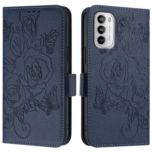 Handyhülle Kompatibel mit Motorola Moto G 5G 2022 Hülle, Brieftaschen-Hülle, schlankes PU-Leder-Handy-Flip-Folio-Gehäuse, stoßfeste Schutzhülle mit Kartenhaltern + Handschlaufe Schutzhülle(Blue) Handyhülle Kompatibel mit Motorola Moto G 5G 2022 Hülle, Brieftaschen-Hülle, schlankes PU-Leder-Handy-Flip-Folio-Gehäuse, stoßfeste Schutzhülle mit Kartenhaltern + Handschlaufe Schutzhülle(Blue) von ZDJKAFREH