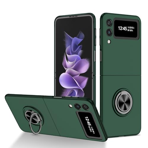 Handyhülle Kompatibel mit Samsung Galaxy Z Flip 3 5G Hülle mit drehbarem Ringständer, schlanke, stoßfeste Hartschale, Ganzkörper-Schutzhülle Compatible with Samsung Galaxy Z Flip 3 5G Schutzhülle(Gree Handyhülle Kompatibel mit Samsung Galaxy Z Flip 3 5G Hülle mit drehbarem Ringständer, schlanke, stoßfeste Hartschale, Ganzkörper-Schutzhülle Compatible with Samsung Galaxy Z Flip 3 5G Schutzhülle(Gree von ZDJKAFREH