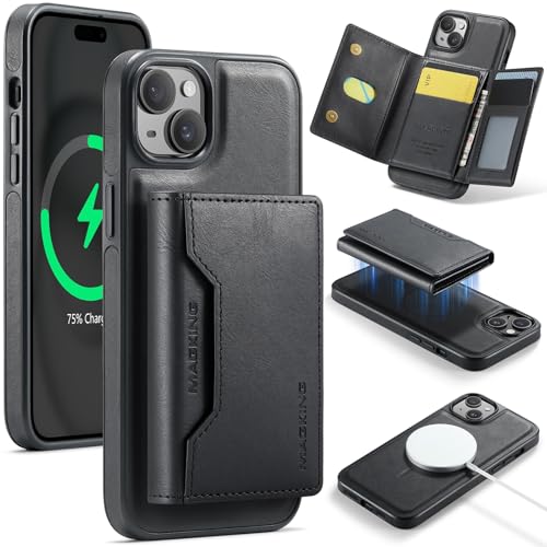 Handyhülle Kompatibel mit iPhone 14 Wallet Case mit Kartenhalter, abnehmbare magnetische Wallet-Telefonhülle mit Kartensteckplatzhalter, magnetische PU-Leder-RFID-blockierende Flip-Kickstand-Schutztel Handyhülle Kompatibel mit iPhone 14 Wallet Case mit Kartenhalter, abnehmbare magnetische Wallet-Telefonhülle mit Kartensteckplatzhalter, magnetische PU-Leder-RFID-blockierende Flip-Kickstand-Schutztel von ZDJKAFREH