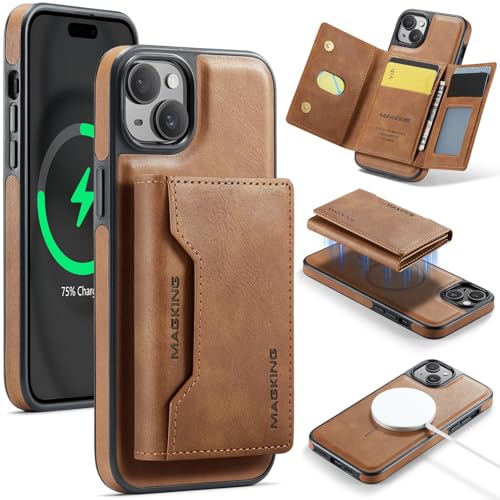 Handyhülle Kompatibel mit iPhone 15 Wallet Case mit Kartenhalter, abnehmbare magnetische Wallet-Telefonhülle mit Kartensteckplatzhalter, magnetische PU-Leder-RFID-blockierende Flip-Kickstand-Schutztel Handyhülle Kompatibel mit iPhone 15 Wallet Case mit Kartenhalter, abnehmbare magnetische Wallet-Telefonhülle mit Kartensteckplatzhalter, magnetische PU-Leder-RFID-blockierende Flip-Kickstand-Schutztel von ZDJKAFREH