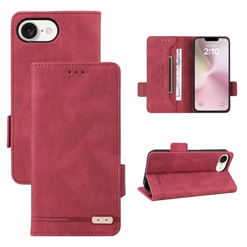 Handyhülle Kompatibel mit iPhone SE (2025) Wallet Case, Compatible with iPhone SE4 PU Leder Flip Folio Case mit Kartenhaltern [Stoßfeste TPU-Innenschale] Handyhülle, Schutzhülle mit Magnetverschluss S von ZDJKAFREH