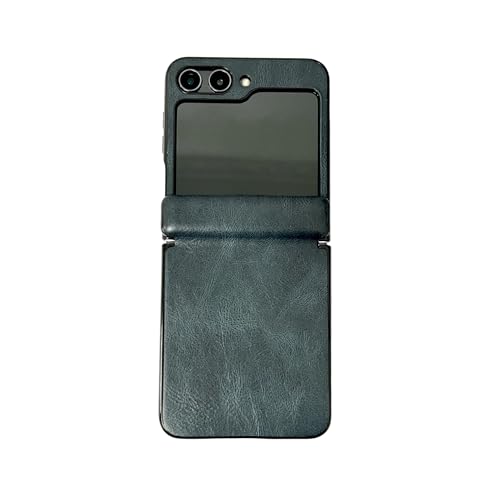 Handyhülle Schutzhülle kompatibel mit Samsung Galaxy Z Flip 5 mit magnetischem Scharnierschutz, schlankes Leder, ultradünn, stoßfest, robuste Schutzhülle, Anti-Fingerabdruck-Körnung Schutzhülle(Blue) von ZDJKAFREH
