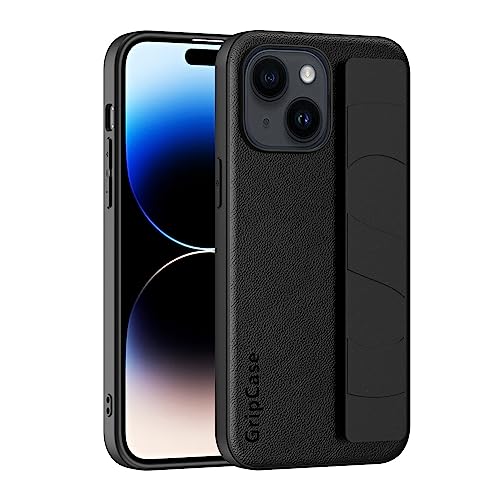 Handyhülle Slim Compatible with iPhone 15 Case with Adjustable Wrist Strap and Lightweight Design,Luxury Hard PC Shockproof Protective Cover Soft Wristband Handheld Phone Case Schutzhülle(Black) von ZDJKAFREH