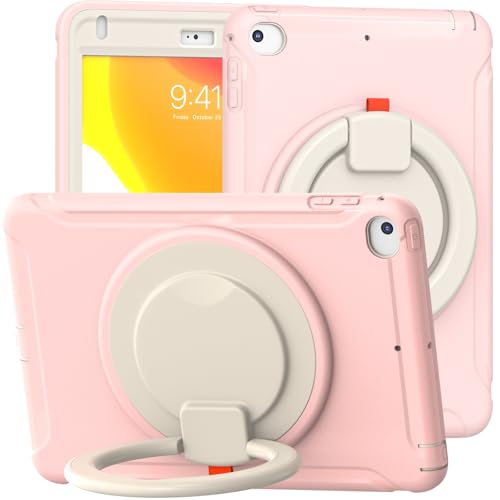 Tablet PC Hülle Compatible with iPad Mini 5/4 Mini 5th/ 4th Generation 7.9'' Case, Full-Body Protective Case Rugged Hybrid Bumper Protective Cover with Handle Grip,Swivel Stand Schutzhülle(Pink) von ZDJKAFREH