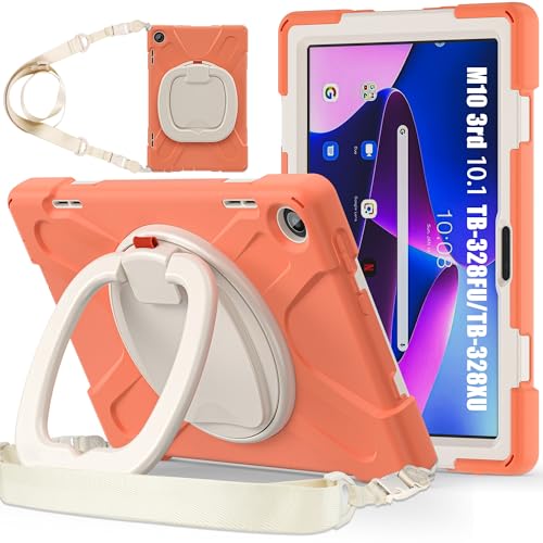 Tablet PC Hülle Hülle kompatibel mit Lenovo Tab M10 HD 2022 3rd 10.1" TB-328FU/TB-328XU, robuste stoßfeste TPU-Kinderhülle, 360 Grad drehbare Multifunktions-Griffhalterung + robuste Abdeckung mit Schu Tablet PC Hülle Hülle kompatibel mit Lenovo Tab M10 HD 2022 3rd 10.1" TB-328FU/TB-328XU, robuste stoßfeste TPU-Kinderhülle, 360 Grad drehbare Multifunktions-Griffhalterung + robuste Abdeckung mit Schu von ZDJKAFREH