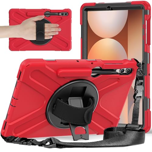 Tablet PC Hülle Kompatibel mit der Hülle Compatible with das Samsung Galaxy Tab S9 Plus/S8 Plus/S7 Plus/S7 FE (12,4 Zoll), robuste, stoßfeste Schutzhülle mit Fallschutz, Stifthalter und Schultergurt S von ZDJKAFREH