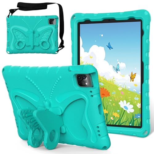 Tablet PC Hülle Kompatibel mit der Hülle for das iPad 11. Generation A16 (27,9 cm (11 Zoll) 2025), leichte, kinderfreundliche, stoßfeste EVA-Schutzhülle, Hülle mit Schultergurt und Schmetterlings-Kind von ZDJKAFREH