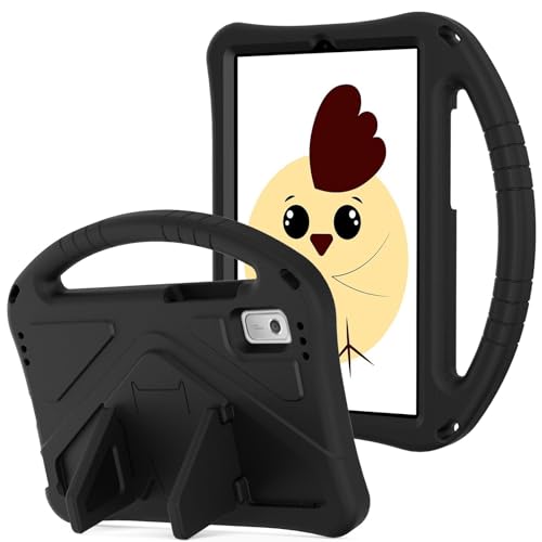 Tablet PC Hülle Leichte, stoßfeste, kinderfreundliche Hülle, kompatibel mit NEC Lavie Tab T9 9" (2024), mit Griffständer, dicker Eck- oder Aufprallschutz-Tablet-Hülle + Schultergurt Schutzhülle(BLACK) von ZDJKAFREH