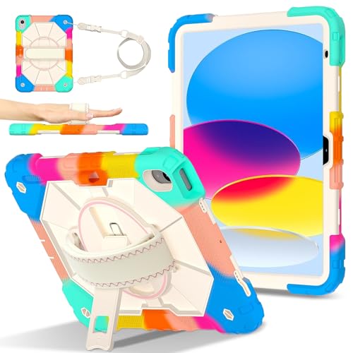Tablet PC Hülle Robuste Hülle Kompatibel mit iPad 10. Generation 10,9 Zoll Hülle 2022,Heavy Duty Schutzhülle mit verstellbarem Ständer und Schultergurt,Mit Handschlaufe Kinderfreundliche Tablet-Hülle Tablet PC Hülle Robuste Hülle Kompatibel mit iPad 10. Generation 10,9 Zoll Hülle 2022,Heavy Duty Schutzhülle mit verstellbarem Ständer und Schultergurt,Mit Handschlaufe Kinderfreundliche Tablet-Hülle von ZDJKAFREH