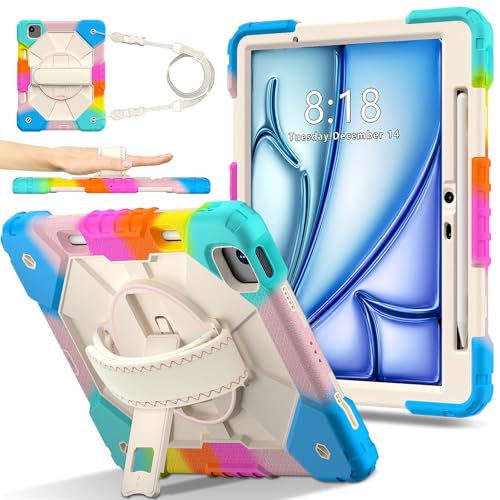Tablet PC Hülle Robuste Hülle Kompatibel mit iPad Air 11 Zoll M2 A2902 2024 Hülle,Heavy Duty Schutzhülle mit verstellbarem Ständer und Schultergurt,Mit Handschlaufe Kinderfreundliche Tablet-Hülle Schu Tablet PC Hülle Robuste Hülle Kompatibel mit iPad Air 11 Zoll M2 A2902 2024 Hülle,Heavy Duty Schutzhülle mit verstellbarem Ständer und Schultergurt,Mit Handschlaufe Kinderfreundliche Tablet-Hülle Schu von ZDJKAFREH