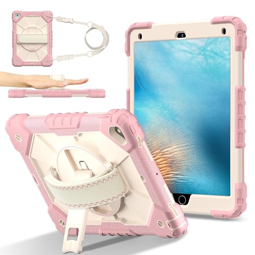 Tablet PC Hülle Robuste Hülle Kompatibel mit iPad Pro 9,7 Zoll Hülle,Heavy Duty Schutzhülle mit Verstellbarem Ständer & Schultergurt,Mit Handschlaufe Kinderfreundliche Tablet Hülle Schutzhülle(RoseGol Tablet PC Hülle Robuste Hülle Kompatibel mit iPad Pro 9,7 Zoll Hülle,Heavy Duty Schutzhülle mit Verstellbarem Ständer & Schultergurt,Mit Handschlaufe Kinderfreundliche Tablet Hülle Schutzhülle(RoseGol von ZDJKAFREH