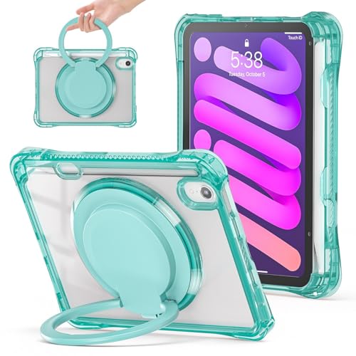 Tablet PC Hülle Stoßfeste Schutzhülle Kompatibel mit iPad Mini 7 Hülle (A17 Pro) 2024/ Mini 6 8.3″ Mini 7./ 6. Generation Hülle mit Stifthalter, Stabile Hülle Schultergurt TPU-Abdeckung Klare Rückscha von ZDJKAFREH