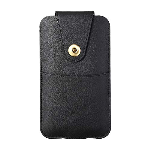 ZDJKAFREH Compatible with iphone11 Pro Max/XS Max echtes Leder Handy Holster Case mit Kreditkarteninhaber, ForSamsung note9 / Samsung note8 / Samsung A9(Black) von ZDJKAFREH