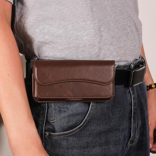 ZDJKAFREH Handyholster mit Gürtelclip aus Leder, kompatibel mit Galaxy Xcover6 Pro, S20 Ultra 5G, S21 Ultra 5G, A14 5G, Hüfttasche, Tragetasche, kompatibel mit Sony Xperia 10 Plus, 1, Pro(Brown) von ZDJKAFREH