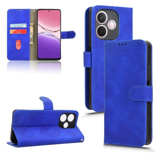 ZDJKAFREH Handyhülle Brieftaschenetui Kompatibel mit Oppo A5 Pro 5G Hülle mit Kartenhalter, Klapphülle PU-Leder Handy-Brieftaschenhülle mit Handschlaufe Stoßfeste Schutzhülle Schutzhülle(Blue) von ZDJKAFREH