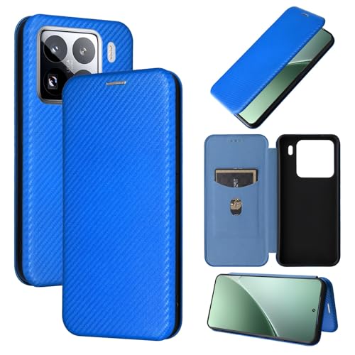 ZDJKAFREH Handyhülle Kompatibel mit Xiaomi 15 Pro Hülle, schlanke Kohlefaser-Texturen + PC-Hybrid-Hülle, vollständiger Schutz, stoßfeste Klapphülle, kompatibel mit Xiaomi 15 Pro Schutzhülle(Blue) von ZDJKAFREH