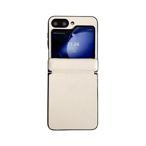 ZDJKAFREH Handyhülle Lederhülle kompatibel mit Galaxy Z Flip 6 mit magnetischem Scharnierschutz, ultradünne, stoßfeste, robuste Schutzhülle, Anti-Fingerabdruck-Körnung Schutzhülle(Khaki) von ZDJKAFREH