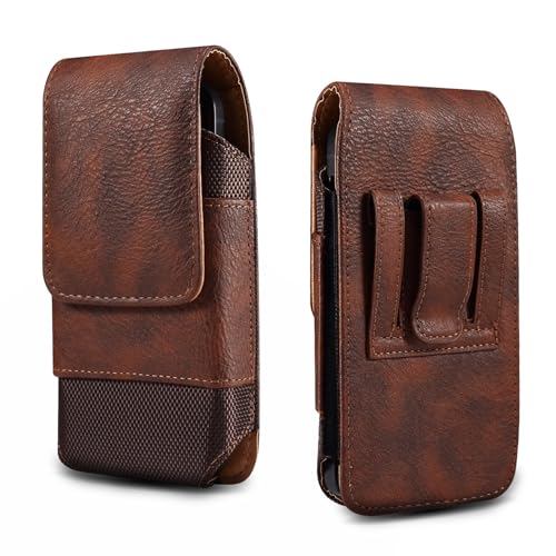 ZDJKAFREH Leder-Handy-Holster, kompatibel mit Galaxy S24 S23 S22 Plus S24 FE S23 FE, kompatibel mit iPhone 11 Pro Max Xs Max Handytasche Holster Hülle mit Kartenhalter(Brown) von ZDJKAFREH