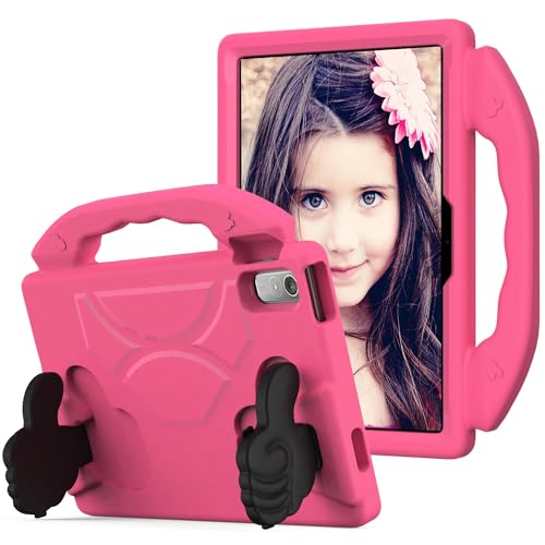 ZDJKAFREH Tablet PC Hülle Compatible with Lenovo Tab P11 TB-J606F (11inch) Tablet Case for Kids Lightweight Eva Shockproof Protective Handle Stand Cover Kid Friendly Case Schutzhülle(Rose Red) von ZDJKAFREH