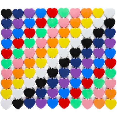 ZDZBLX Magnete für Magnettafel, 100 Stück 10 Farben Magnete Stark Magnet Kühlschrankmagnete Kühlschrank Magnete Mini Magnete Klein Whiteboard Magnete Bunt,Herz Magnets Magneten für Tafel Pinnwand Büro von ZDZBLX