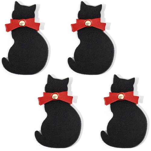 4 Stück Katze Lesezeichen, Schwarzes Katzen-Lesezeichen, Katzen-Leder-Lesezeichen, Katzen-Magnet-Seitenmarkierungen, Schwarze Katzen-Buchmarkierungsklammer, Perfektes Geschenk für Buchliebhaber von ZEACCT