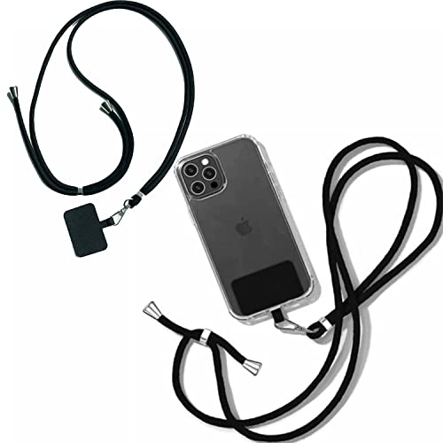 ZEACCT 2 Stück Handy Umhängeband, Kette Umhängen, Handy-Umhängeband, Handy-Haltegurte PVC Telefon Patch Universelles Handy Lanyard zum Umhängen Kompatibel Mit Meisten Smartphones (Schwarz) von ZEACCT