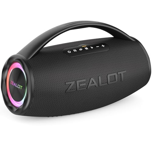 ZEALOT Bluetooth Lautsprecher,Musikbox Bluetooth Box für Draußen,80W Stereo Sound,BassUp,16000mAH Akku,AUX Port,USB,Micro SD/TF,USB-C,Powerbank,Bluetooth 5.2,IPX6 Waterproof,für Camping,Pool,Garten von ZEALOT