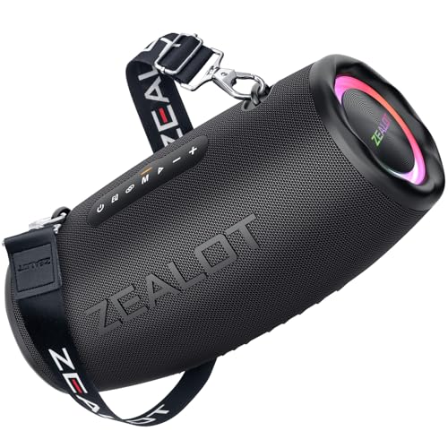 ZEALOT Bluetooth Lautsprecher,Musikbox Bluetooth Box für Draußen,80W Stereo Sound,BassUp,16000mAH Akku,AUX Port,USB,Micro SD/TF,USB-C,Powerbank,Bluetooth 5.2,IPX6 Waterproof,für Camping,Pool,Garten von ZEALOT