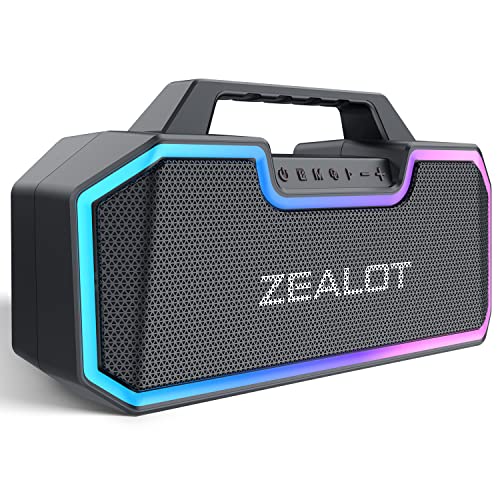 ZEALOT Bluetooth Lautsprecher,Musikbox Tragbarer Bluetooth Box mit Licht,Bass Stereo,60W,IP67 Wasserdicht,14,400 mAh Akku,40H Spielzeit,TF-Karte,AUX,USB(S57) von ZEALOT