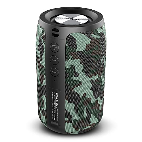 ZEALOT Bluetooth Lautsprecher,Musikbox mit USB/TF Karte/AUX,Bluetooth Box mit IPX5 Wasserdicht,12h Spielzeit,Dual Pairing,Tragbarer Kabelloser Lautsprecher für Home&Outdoor(Z-Camouflag) von ZEALOT