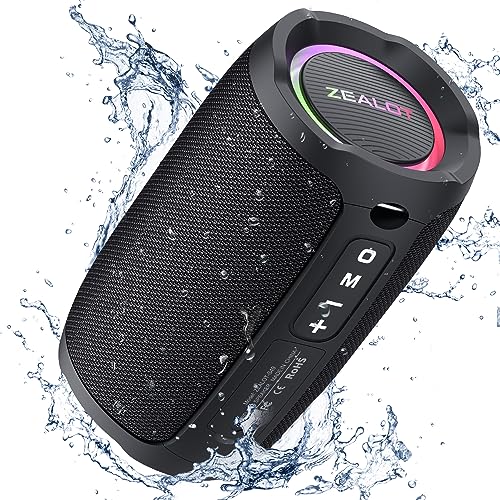ZEALOT Bluetooth Lautsprecher mit Licht,Musikbox Tragbarer Bluetooth Box mit USB/Micro SD-Karte/AUX,Bluetooth 5.2,IP67 wasserdicht,Dual Pairing,Loud Stereo Sound für Phone,Draußen Strand von ZEALOT