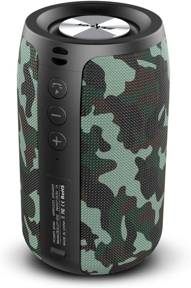 ZEALOT für Home&Outdoor mit USB/TF Karte/AUX Bluetooth-Lautsprecher (mit IPX5 Wasserdicht,12h Spielzeit,Dual Pairing,Tragbarer Kabelloser) von ZEALOT