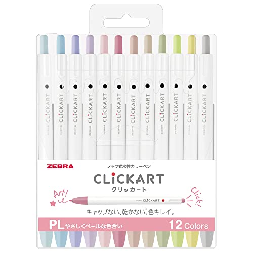 ZEBRA Stift auf Wasserbasis Clickart PL 12-Farben-Set WYSS22-12CPL [Parallelimport Waren] von ZEBRA